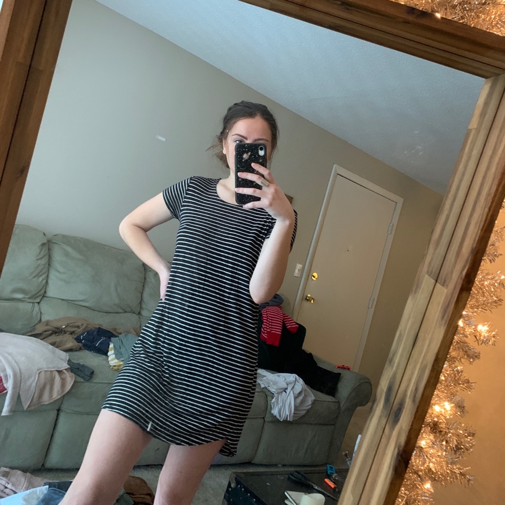 Striped mini T dress